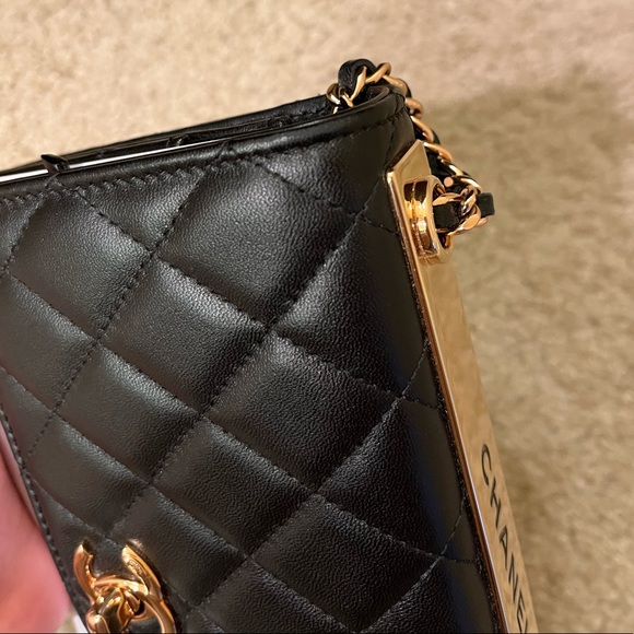 Chanel trendy cc black ROSE GOLD HARDWARE wallet on chain woc 22c - Picture 9 of 10